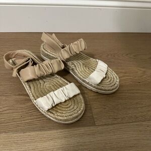 Beige and White Women's Sandals